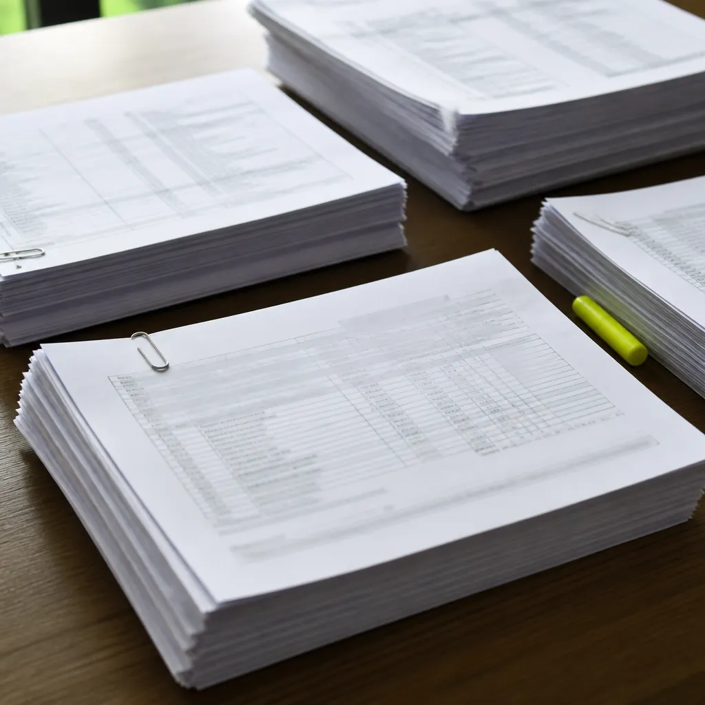 Relevés de carrière empilés proprement sur une table